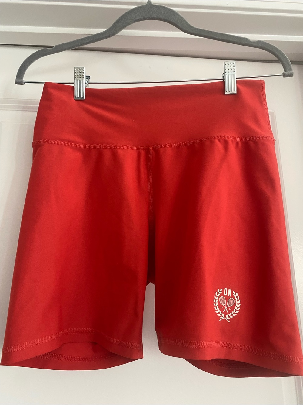 Old Navy Red High-Waist Bike Shorts with Logo